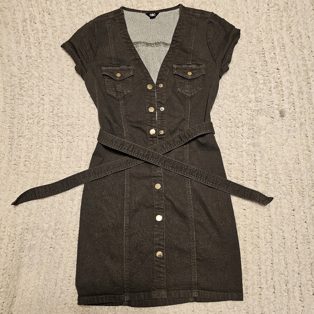 X-small Green GBG button up dress